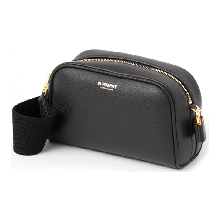 Burberry Grain Texture Leather Half Cube Bag Bowling Bag One Shoulder Crossbody Clutch Regular Men's Black-1