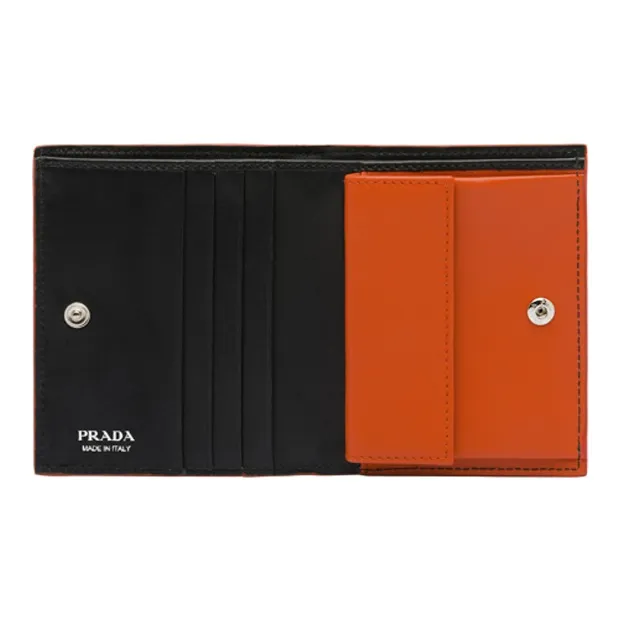 PRADA Cow Leather Card Holder Wallet Regular Unisex Black-2