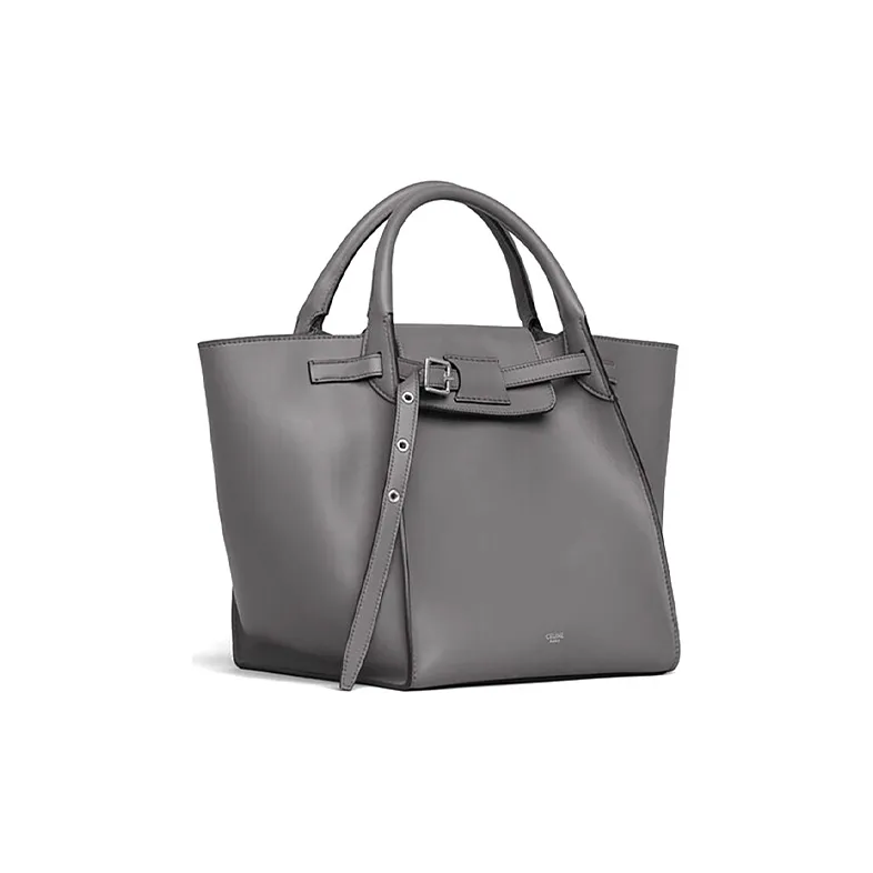 CELINE Smooth Calf Leather Tote Bag Shopping Bag Handbag Shoulder Bag Crossbody Bag Medium Size Women's Gray-2