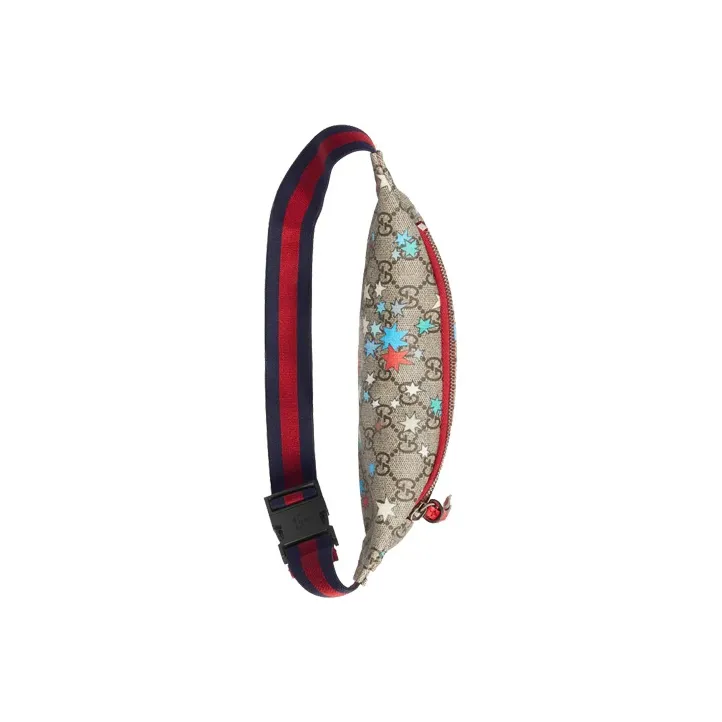 GUCCI Canvas With Leather Fanny Pack Sling Bag Shoulder Bag Crossbody Bag Kids' Ebony/Red/Multicolor-4