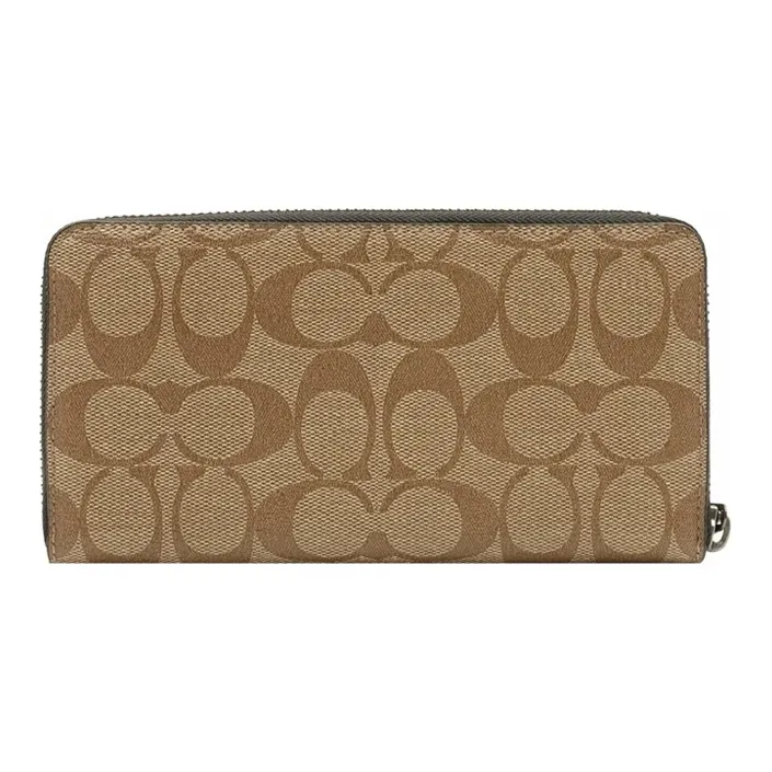 COACH Accordion Zip Wallet PVC Zipper Clutch Wallet Men's Orange & Brown Monogram-1