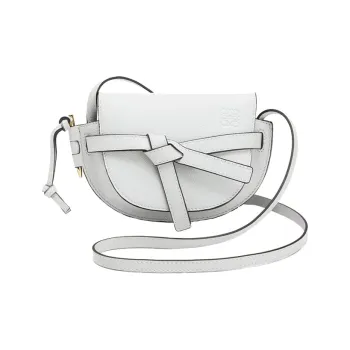 LOEWE Gate Grained Cow Leather With Smooth Knot Leather Belt Saddle Bag Shoulder Bag Crossbody Bag Mini Women's White