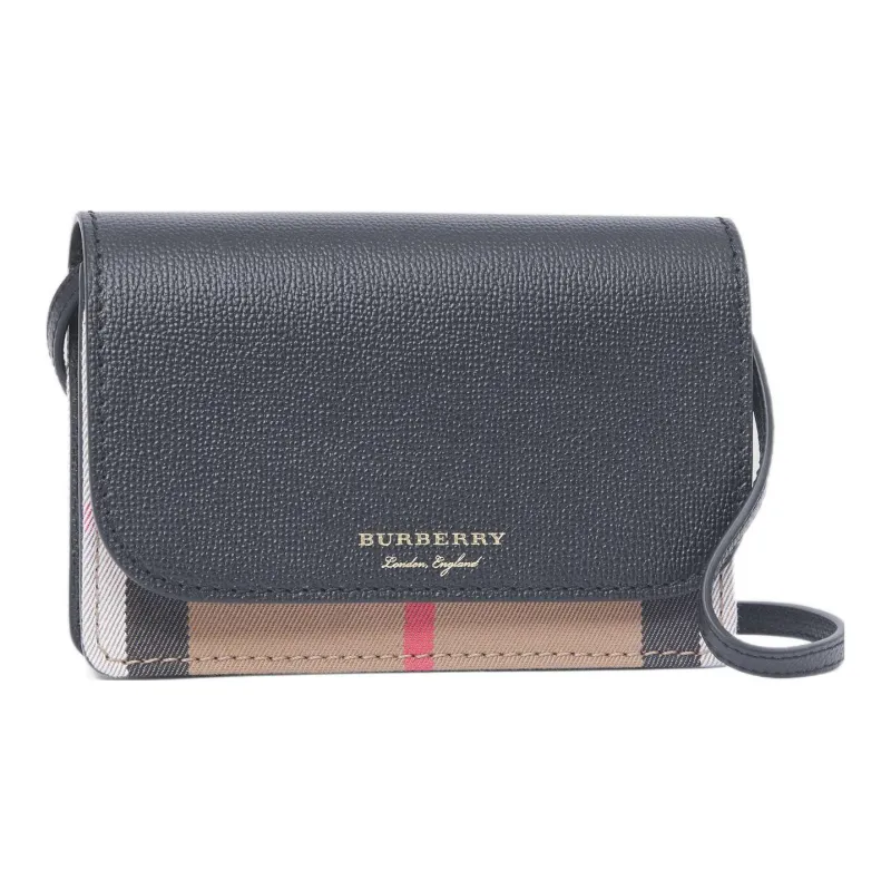 Burberry Vintage Cotton With Cow Leather Shoulder Bag Crossbody Bag Regular Women's Black-1