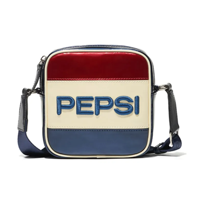 Pepsi Pu Synthetic Leather Small Square Bag Shoulder Bag Regular Unisex Deep Sea Blue-0