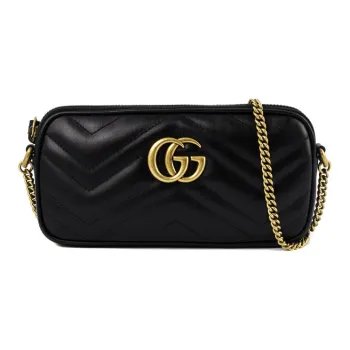 GUCCI GG Marmont Cow Leather Crossbody Bag, Shoulder Bag Women's Black
