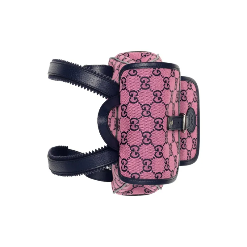 GUCCI Canvas With Leather Backpack Kids' Pink/Dark Blue-4