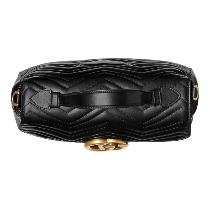 GUCCI GG Marmont Quilted Leather Chain Messenger Bag Shoulder Bag Crossbody Bag Handbag Medium Size Women's Black-4