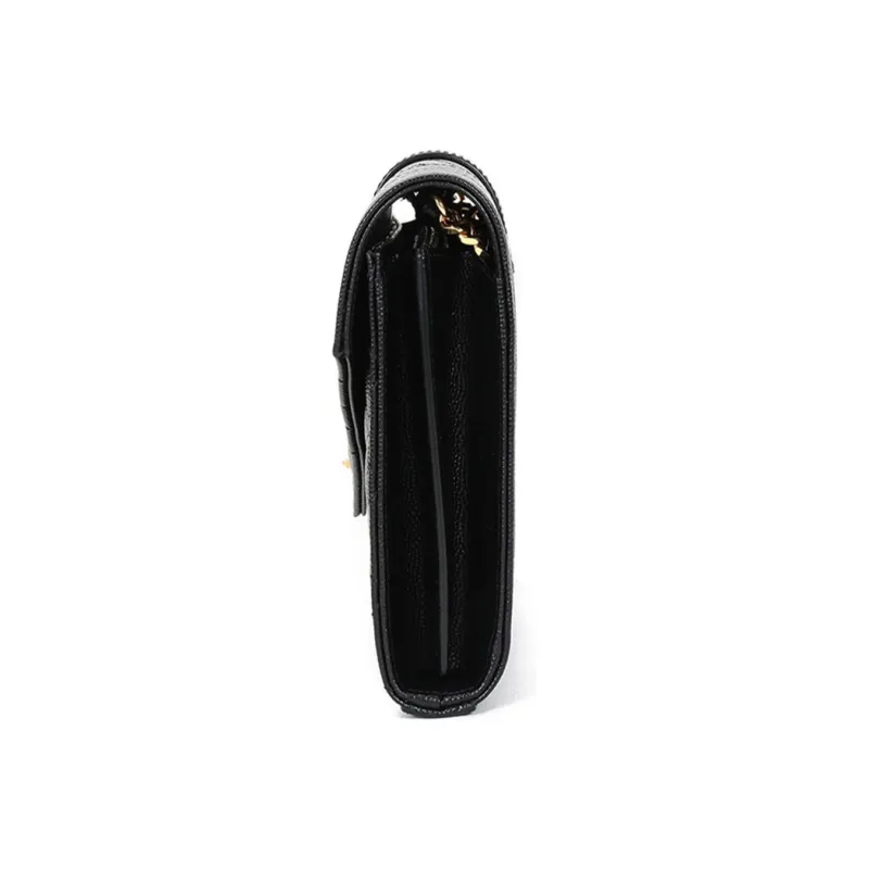 SAINT LAURENT Monogram Chain Wallet Grain De Poudre Black-2