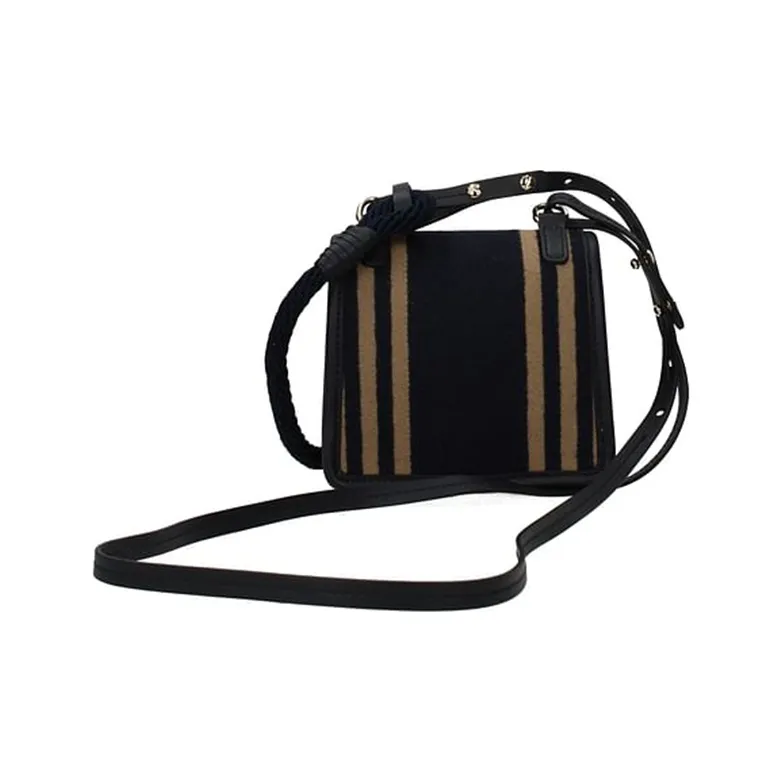 MaxMara Leather Textile Patchwork Shoulder Bag Women's Blue & Brown-2
