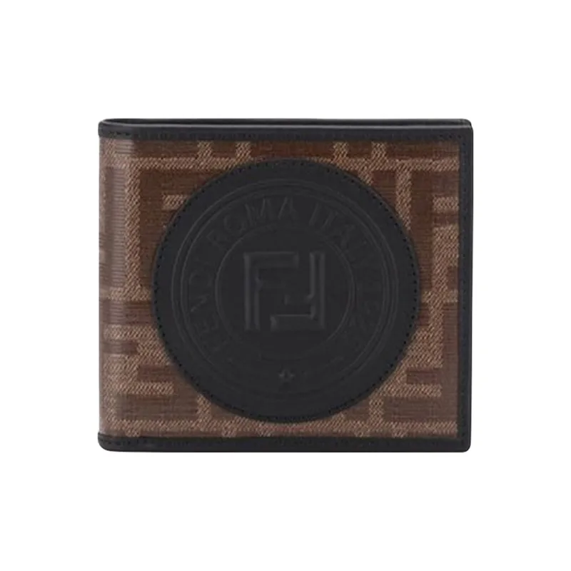 FENDI Coated Canvas With Leather Wallet Men's Brown & Black-0