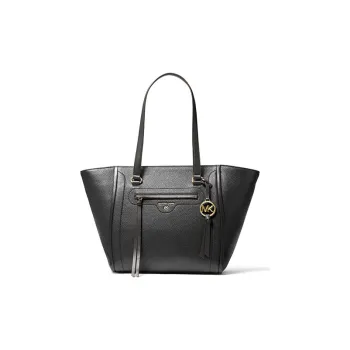 MICHAEL KORS Carine Leather Tote Bag Shopping Bag Shoulder Bag Handbag Medium Size Women's Black