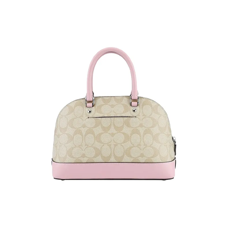 COACH Sierra PVC Dome Bag, One Shoulder Handbag Small Size Women's Pink & Khaki Monogram-5