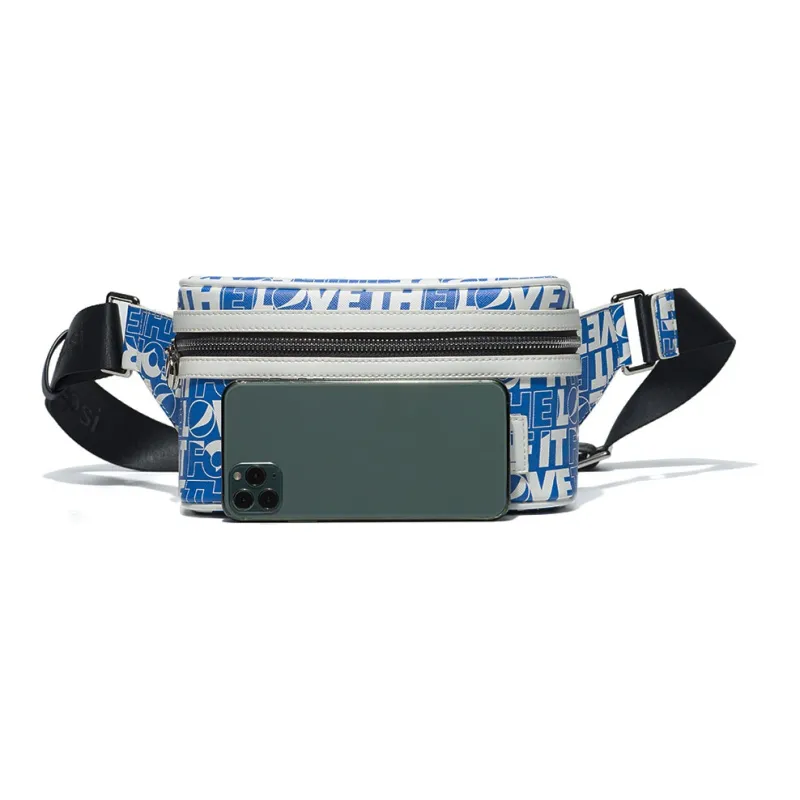 Pepsi Leather Sling Bag Small Square Bag Fanny Pack Regular Unisex Blue White-4