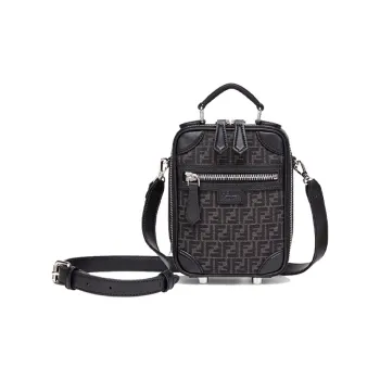 FENDI Polyester Handbag Shoulder Bag Crossbody Bag Mini Men's Black Gray Color