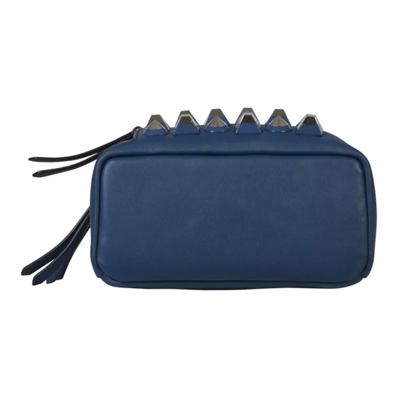 FENDI Leather Portable Backpack Women's Blue-3