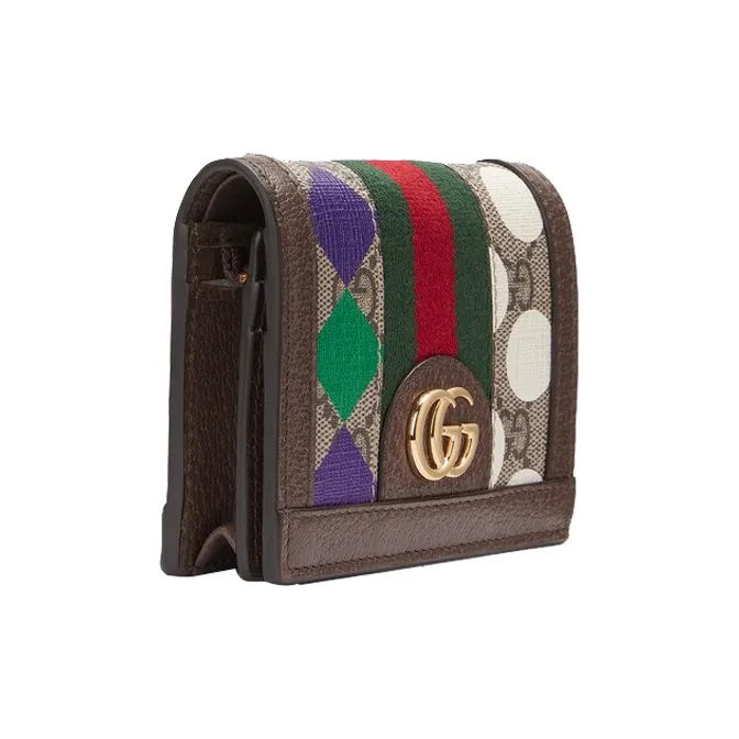 GUCCI Ophidia Canvas With Leather Wallet, Card Holder Unisex Brown-2