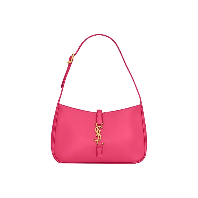 SAINT LAURENT LE5A7 Smooth Cow Leather Hobo Bag, Shoulder Bag, Handbag Women's Bubble Gum Pink Purple-0