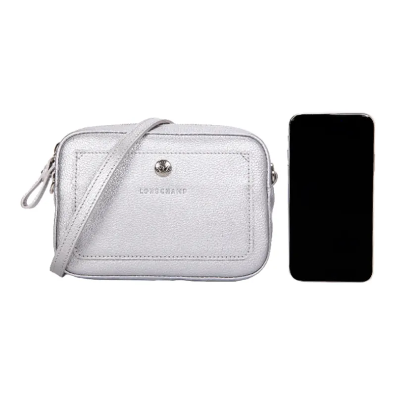 LONGCHAMP Le Foulonné Cow Leather Shoulder Bag Crossbody Bag Regular Women's Silver-4