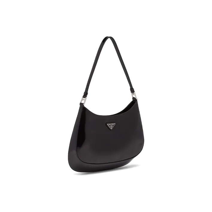 PRADA Cleo Leather Shoulder Bag HOBO Handbags Medium Size Women's Black-2