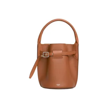 CELINE Smooth Calf Leather Bucket Bags Shoulder Bag Crossbody Bag Handbag Nano Women's Tawny
