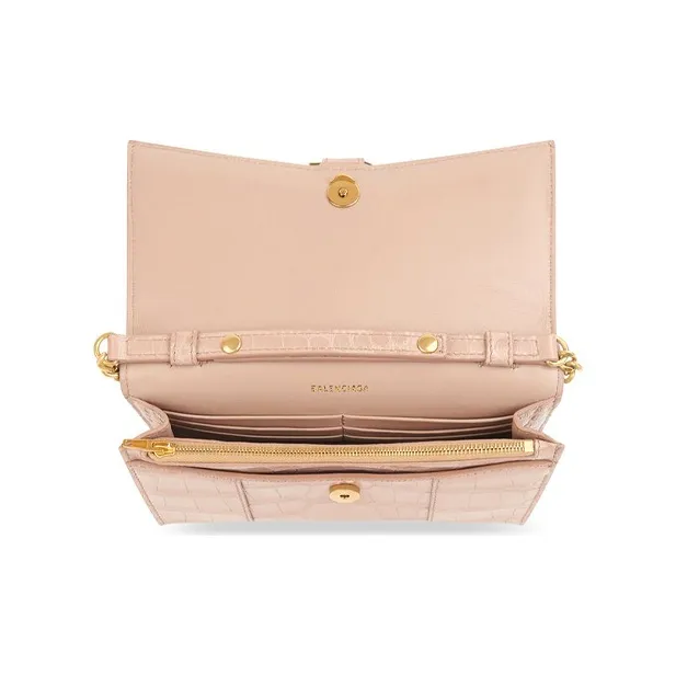 Balenciaga Cow Leather Hourglass Bag Wallet Women's Pink-4
