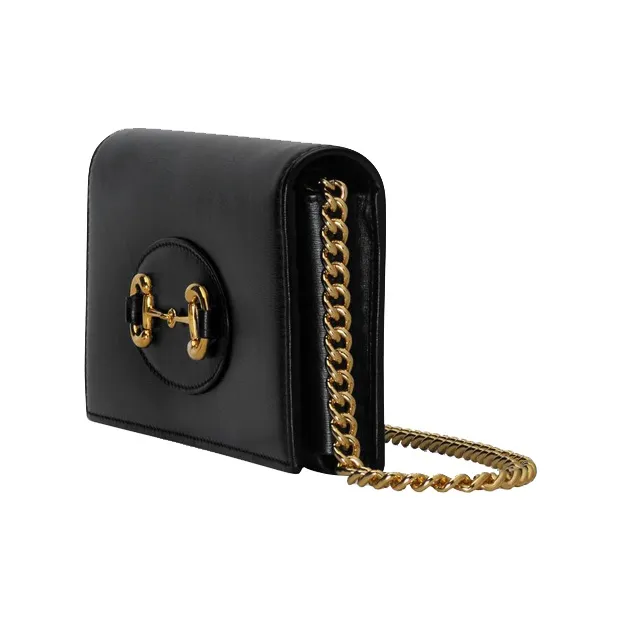 GUCCI Horsebit 1955 Leather Textile WOC Small Crossbody Bag Shoulder Bag Crossbody Bag Women's Black-1