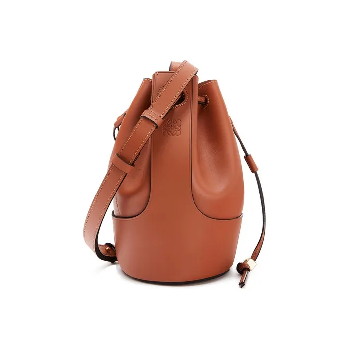 LOEWE Balloon Cow Leather Bucket Bag Balloon Bag Shoulder Bag Crossbody Bag Small Size Women's Caramel Brown-1