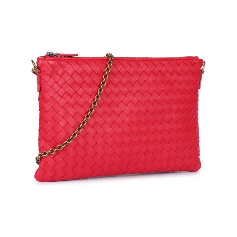 Bottega Veneta Sheepskin Chain Bag Crossbody Bag Shoulder Bag Women's Red-1