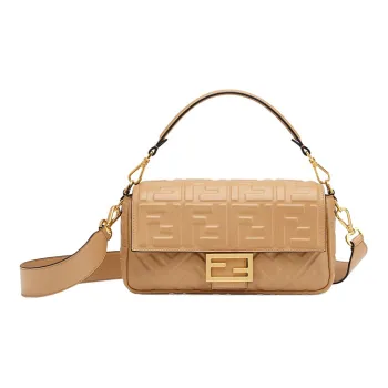 FENDI Baguette Nappa Leather Portable Crossbody Bag, Shoulder Bag Women's Beige