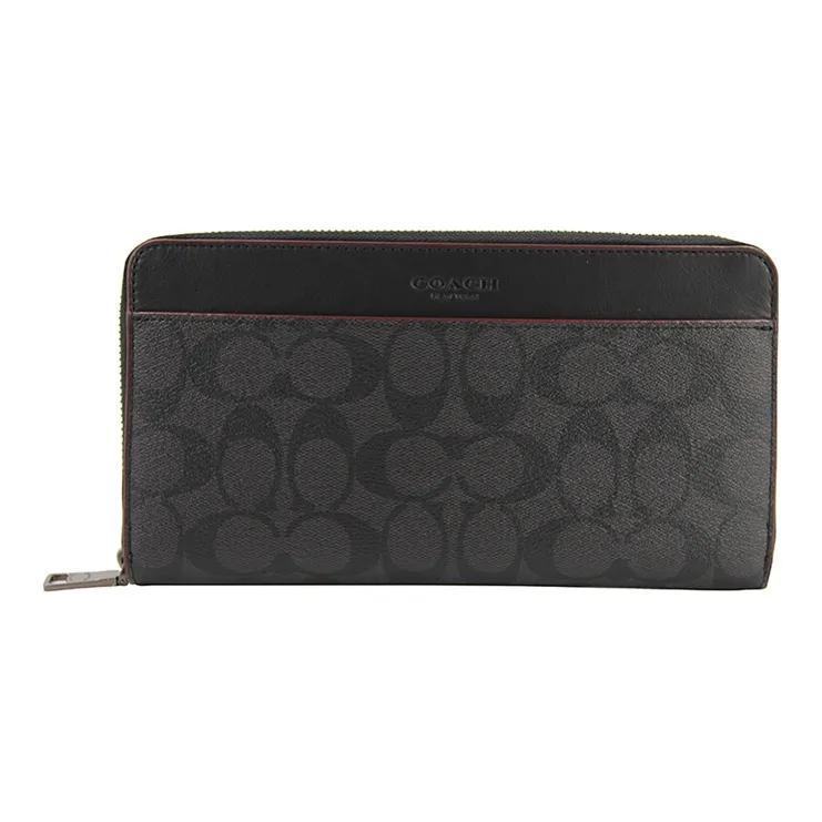 COACH Travel Wallet Canvas With Leather Wallet Men's Gray Black-0