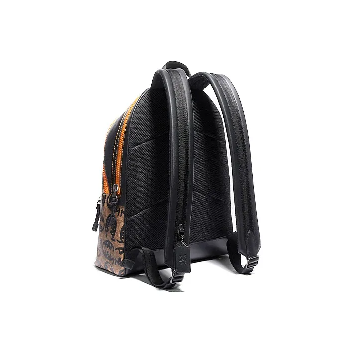 COACH X GuangYuan Collaboration Academy Canvas With Leather Backpack Large Size Men's Khaki & Orange-1
