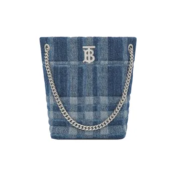 Burberry Lola Lola Bag Denim Storage Bucket Bag Shoulder Bag Crossbody Bag Handbag Small Size Women's Blue