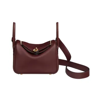 HERMES Lindy Swift Calfskin Handbag Shoulder Bag Crossbody Bag Mini Women's 0GRougesellier Saddle Red