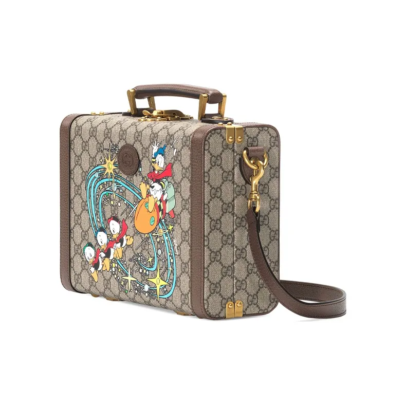 GUCCI Disney Collaboration Canvas With Leather Makeup Case Shoulder Bag Crossbody Bag Handbag Unisex Ebony-1