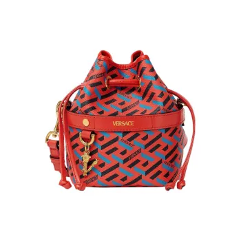 FANSIZHE Polyurethane Bucket Bags Crossbody Bag, Shoulder Bag Medium Size Women's Red