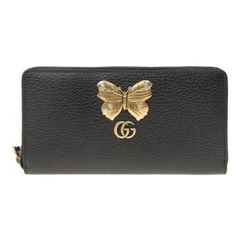 GUCCI Cow Leather Wallet Women's Black