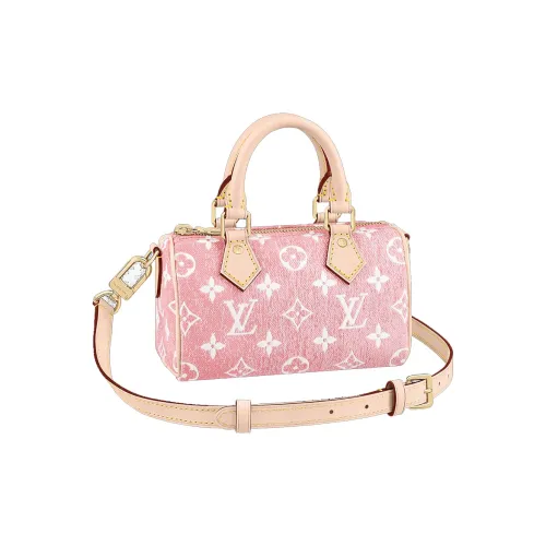 LOUIS VUITTON Nano Speedy Denim Jacquard Pink