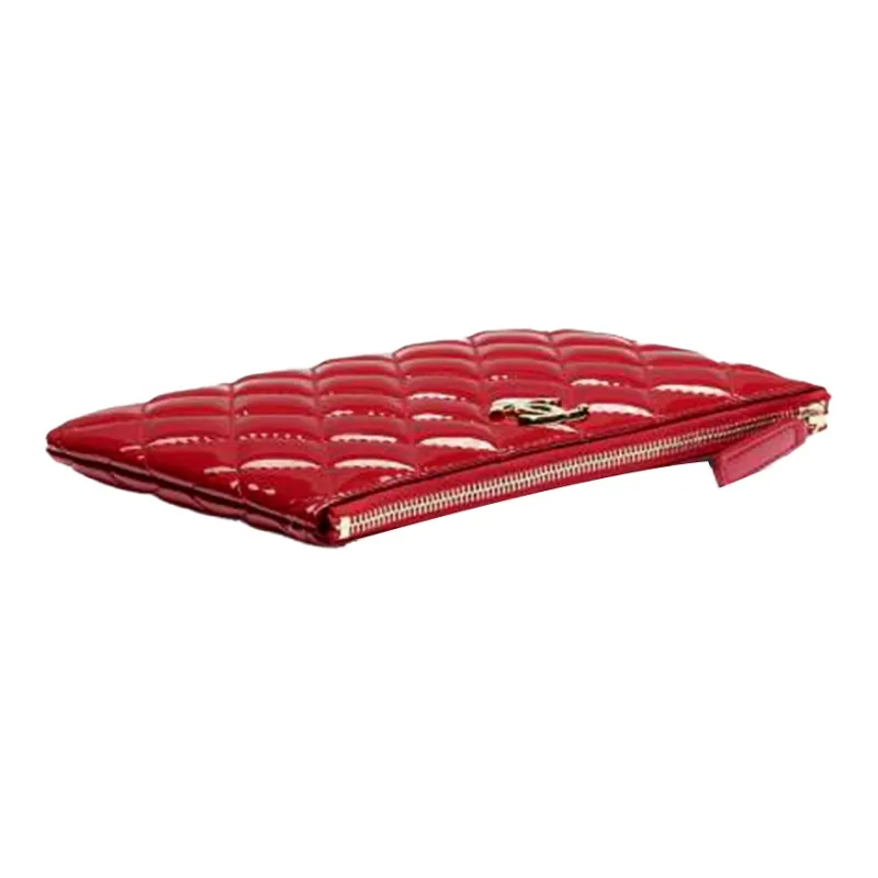 CHANEL Patent Leather Carry Bag Trumpets Women's Red-3