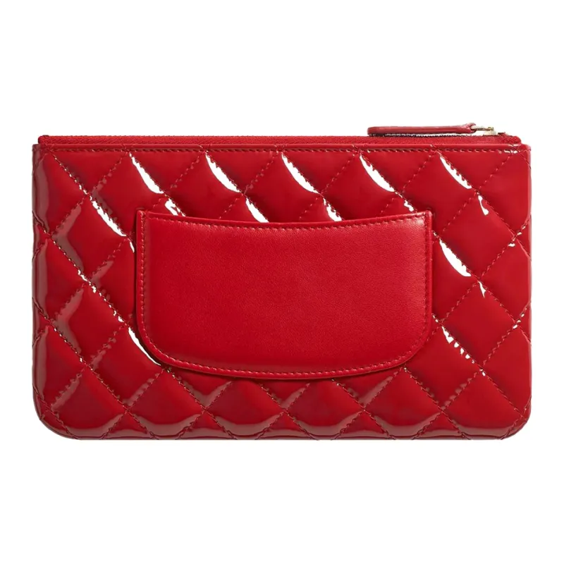 CHANEL Patent Leather Carry Bag Trumpets Women's Red-2