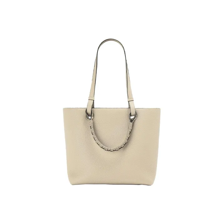 LOEWE Grained Calfskin Tote Bag Shopping Bag One Shoulder Handbag Small Size Women's Light Oat-2