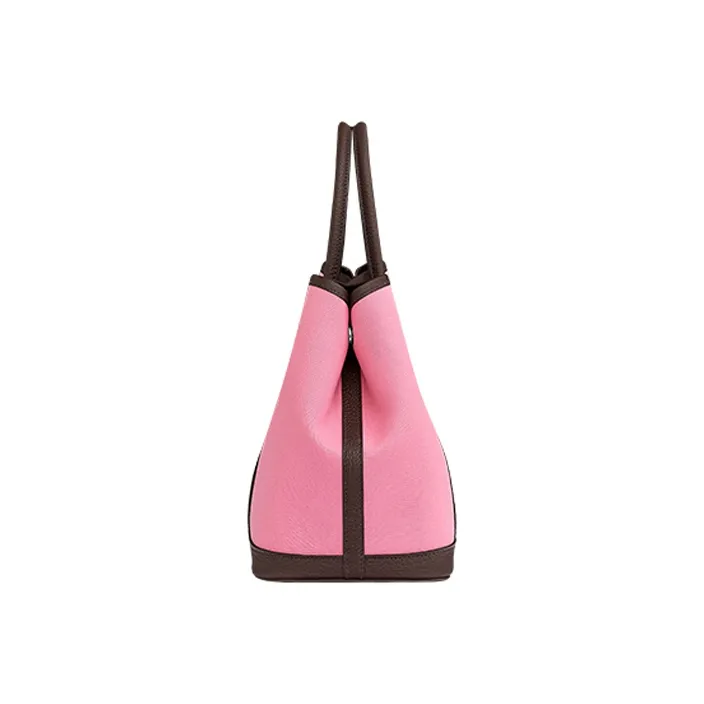 HERMES Garden Party Two-Tone Cow Leather Handbag Women's Pink/Brown-1