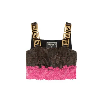 VERSACE Fendace Metal Mesh Bralette Top Brown/Pink