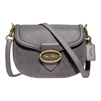 COACH Kat Leather Saddle Bag, Shoulder Bag, Crossbody Bag Women's Gray