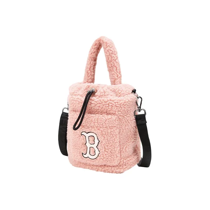 MLB Polar Fleece Wool Bucket Bag Handbag Women's Pink-1
