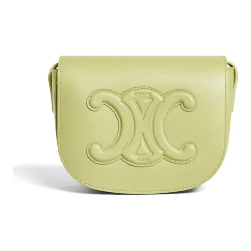 CELINE Triomphe Smooth Cow Leather Handbag Clutch Crossbody Bag Shoulder Bag Women's Light Grass Green