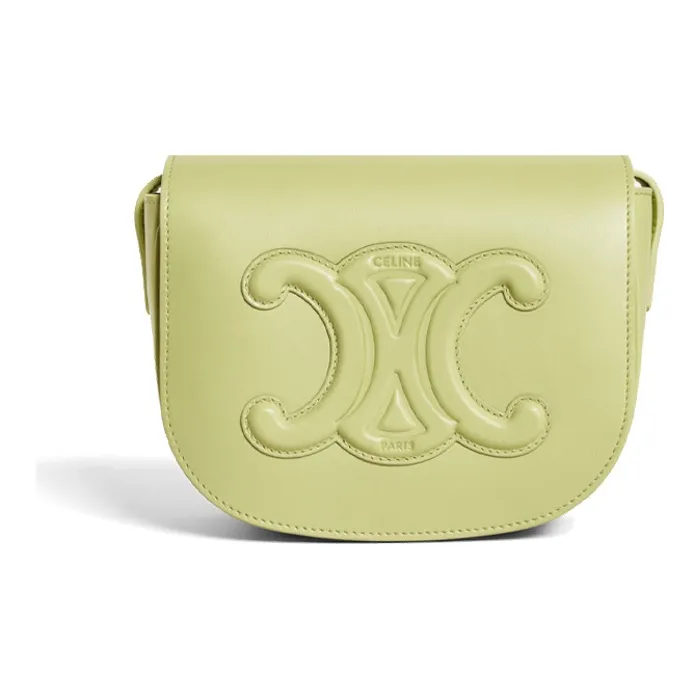 CELINE Triomphe Smooth Cow Leather Handbag Clutch Crossbody Bag Shoulder Bag Women's Light Grass Green-0