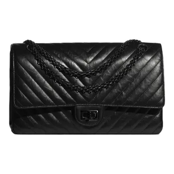 CHANEL 2.55 Vintage Calfskin And Metal Shoulder Bag Women's Black