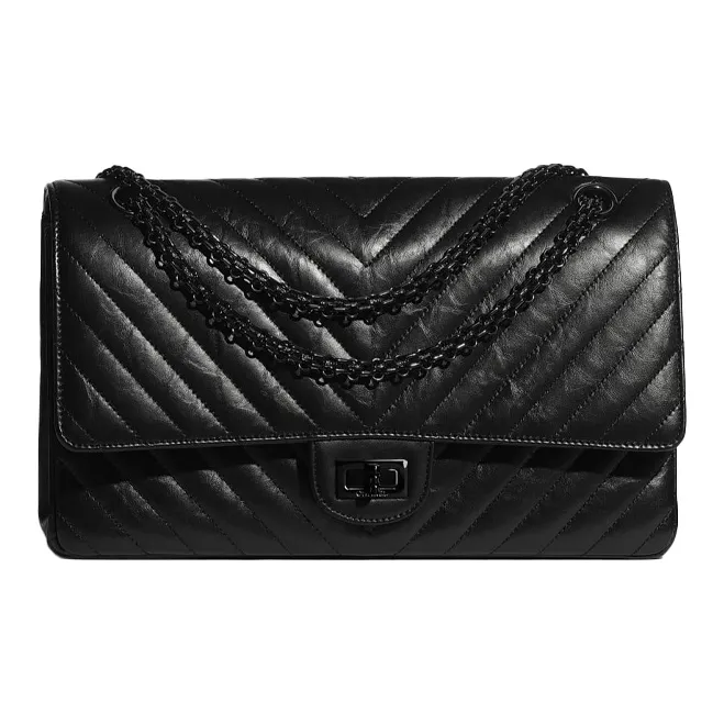 CHANEL 2.55 Vintage Calfskin And Metal Shoulder Bag Women's Black-0