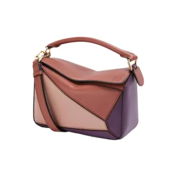 LOEWE Puzzle Calfskin Shoulder Bag Crossbody Bag Handbag Women's Deep Purple/dark Rust