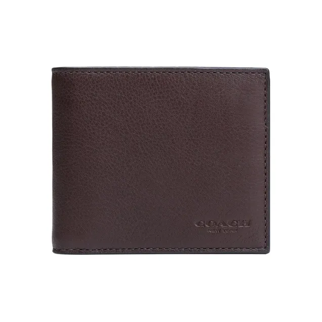COACH 3 IN 1 Wallet Litchi Grain Cow Leather Wallet Men's Coffee-0